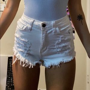 Forever 21 white distressed jean shorts